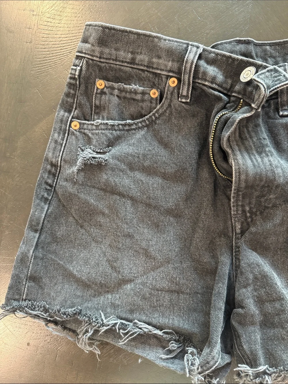 Women’s Distressed Black Denim Shorts